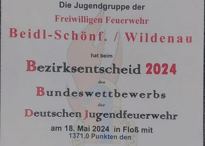 Feuerwehrjugend den 3. und 19. Platz im Bezirksentscheid der Oberpfalz belegt.